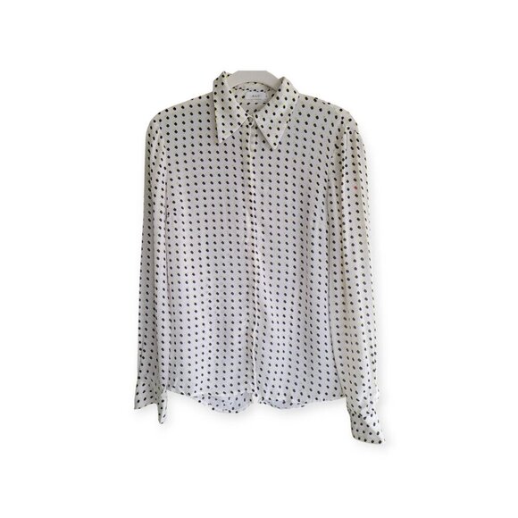 A L C Cream Multicolor Silk Blouse Abstract Print Designer Womens Top Size 2 - Picture 11 of 11